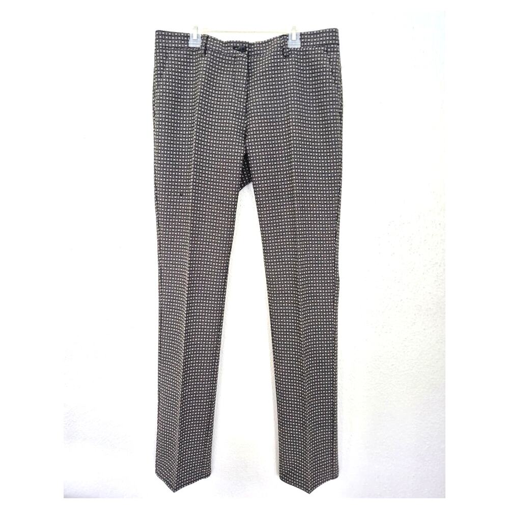 Etro Womens Pants Sz 10 Geometric Black Brown Italy Career Luxury Fall Winter